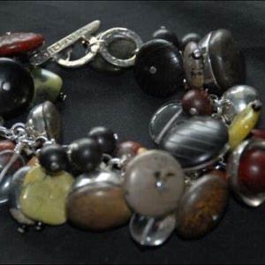 Silpada B2003 Serpentine Bracelet Chalcedony Kadam Padauk Ebony EUC